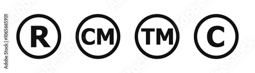 Copyright trademark logo. Registered trademark icon. Vector illustration
