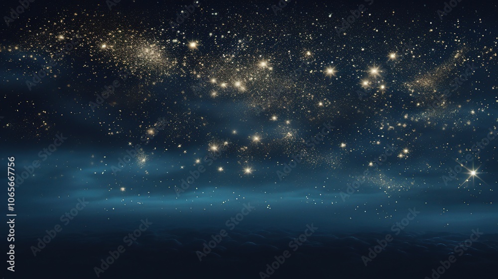 Naklejka premium Night Sky with Stars and Clouds