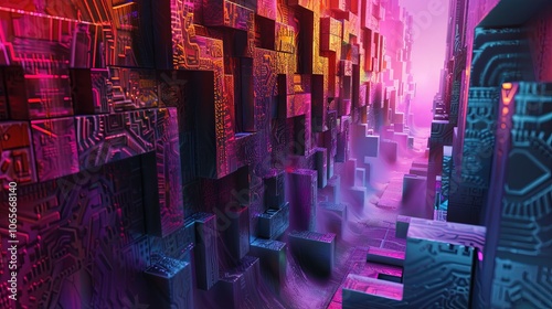 A glowing futuristic citysc...
