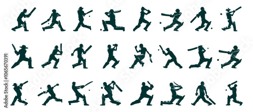 Cricket Bowler Silhouette, Cricket Captain Silhouette, Cricket Wicket Keeper Silhouette, Cricket Batsman Silhouette. 