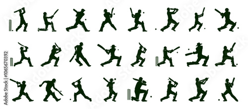Cricket Bowler Silhouette, Cricket Captain Silhouette, Cricket Wicket Keeper Silhouette, Cricket Batsman Silhouette. 