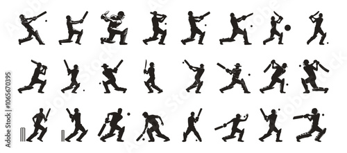 Cricket Bowler Silhouette, Cricket Captain Silhouette, Cricket Wicket Keeper Silhouette, Cricket Batsman Silhouette. 