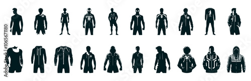 Set, Bodybuilder Silhouette, Man Silhouette, Muscular Man Silhouette, 