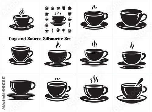 Black Cup and Saucer Silhouette vector