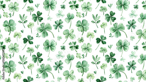 Cute watercolor clip art featuring a seamless pattern for St Patrick s Day celebrations festive design elements holiday decorations