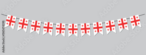 Georgia bunting garland, georgian flag pennants, patriotic banner, vector decorative element