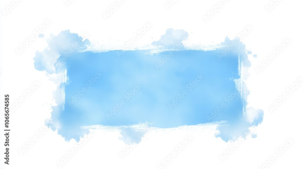 Obraz premium Tranquil blue watercolor background with elegant white border, ideal for design projects, websites, and print
