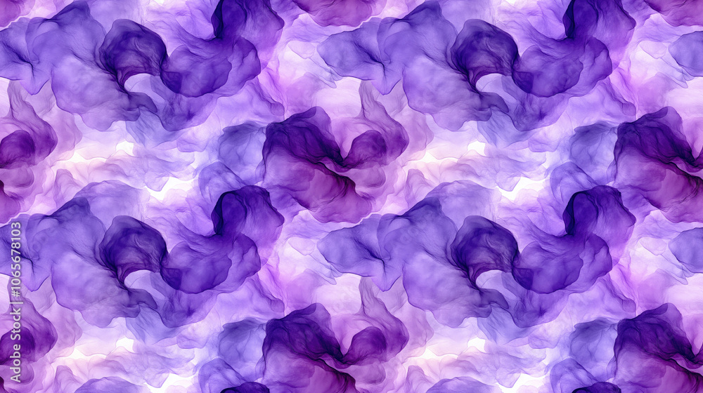 Fototapeta premium Seamless alcohol ink pattern in shades of purple ideal for modern home decor and creative card designs ethereal graphics banners artistic textures