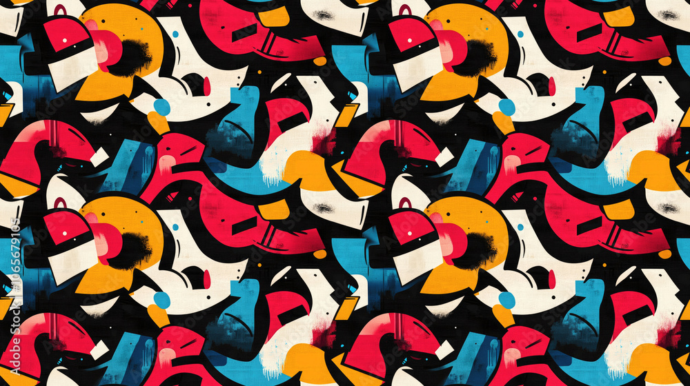 Obraz premium Colorful abstract graffiti patterned background in a seamless design for textile or wallpaper applications