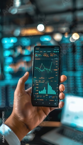 Wallpaper Mural Successful Cryptocurrency Portfolio Displayed on Smartphone in Modern Office Setting Torontodigital.ca