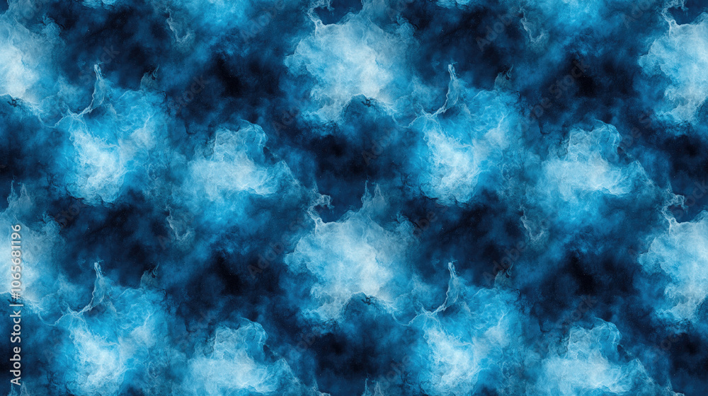 Fototapeta premium Seamless pattern featuring black creative tie dye and cyan endless design showcasing artistic textures and a cosmic light appeal