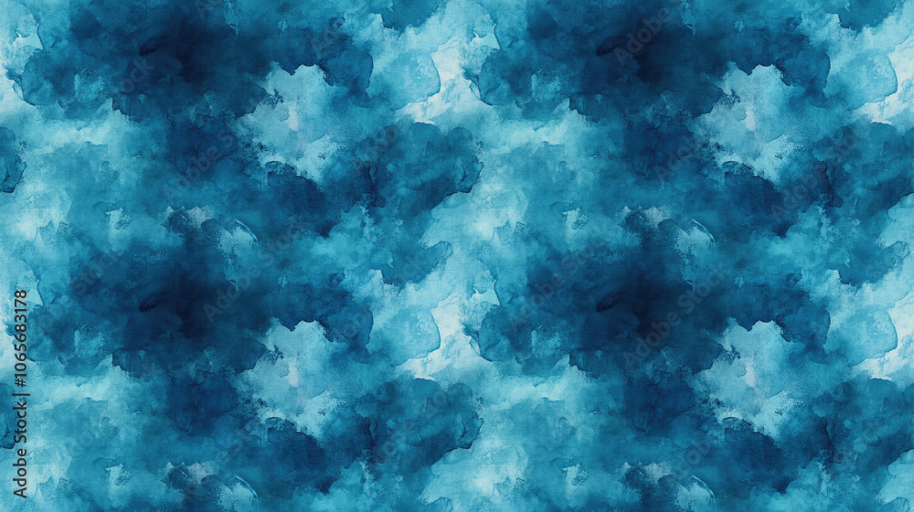 Fototapeta premium Seamless aquamarine wallpaper pattern featuring dyed messy textures and decorative simple blobs perfect for modern textile design interior decor