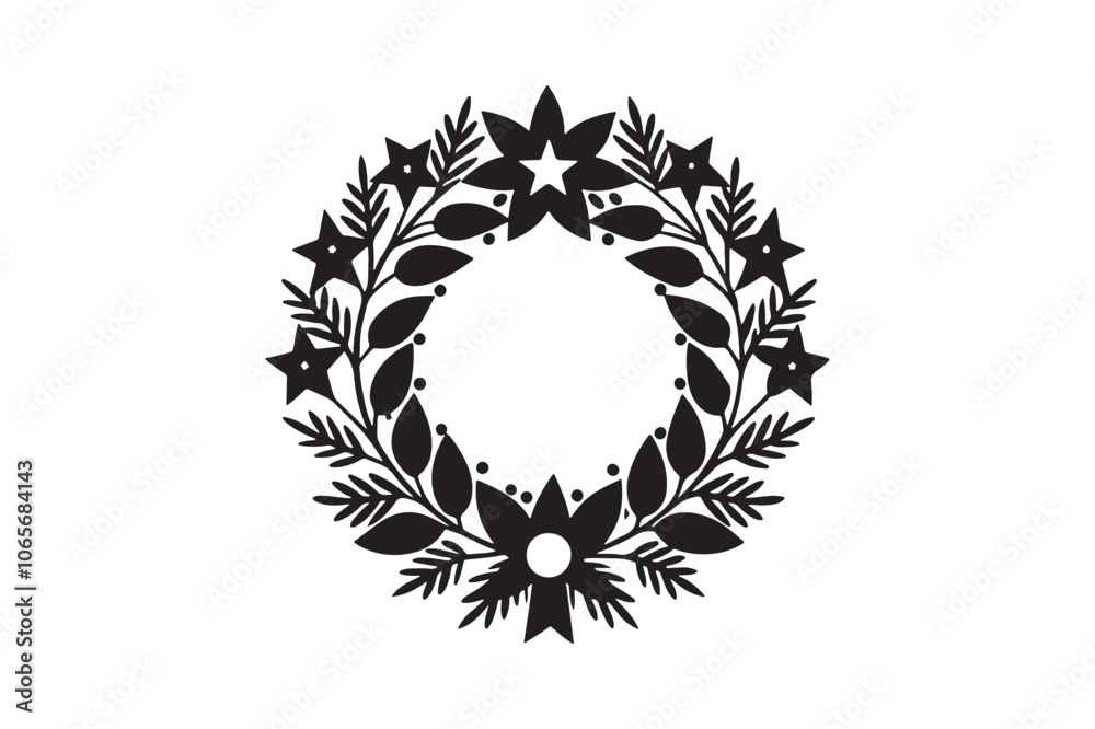 Obraz premium Christmas Wreath silhouette vector illustration, Christmas Wreath silhouette bundle 