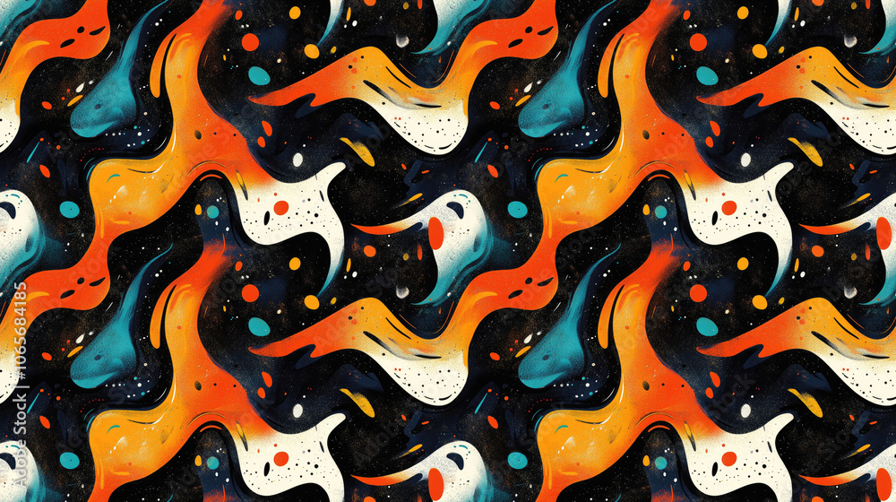 Seamless pattern featuring an unusual abstract texture with vibrant colors perfect for modern design projects