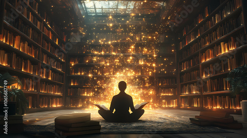 Akashic record: a cosmic library for consciousness and spiritual healing. generative ai. Mystical. Illustration photo