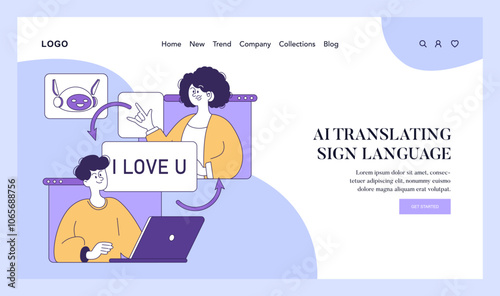 AI To Help Disabled People. Flat Vector Illustration