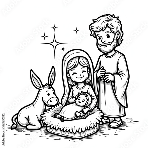  Holy Family Nativity Scene Coloring Page