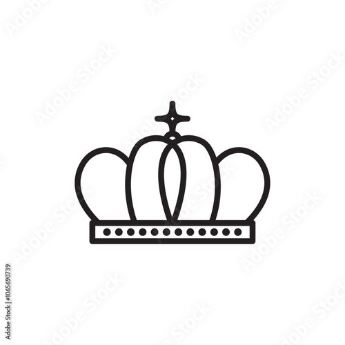 Crown icon Thin line flat illustration