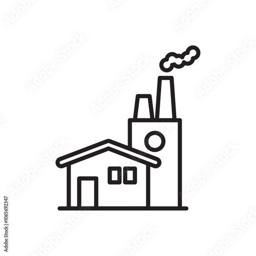 Factory icon Thin line flat illustration