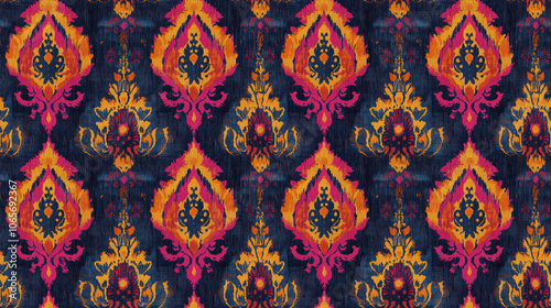 Colorful ikat pattern in vintage style elegant ethnic design for textiles and decor photo