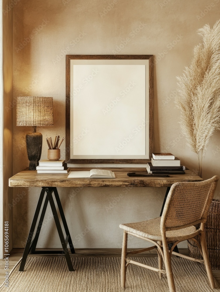 Fototapeta premium Rustic Living Room Office Space