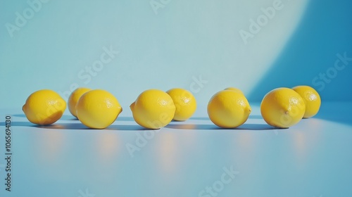 Obraz na płótnie Lemons on a blue background w salonie