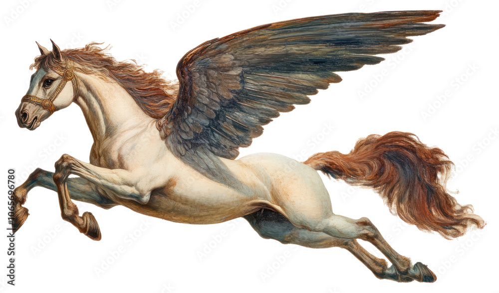 Fototapeta premium PNG A pegasus flying above background mythology animal.