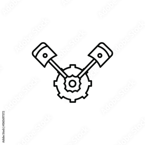 Piston icon Thin line flat illustration