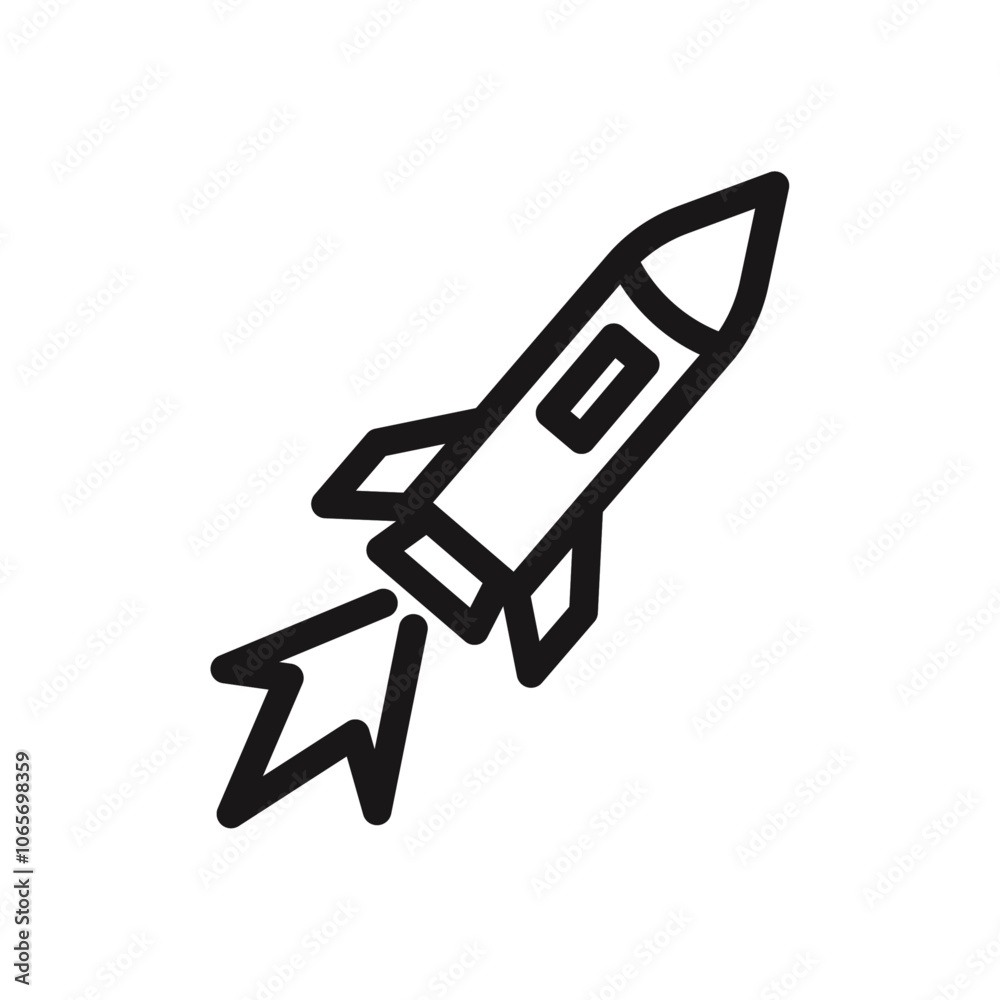 Rocket icon Thin line flat illustration Rocket icon Thin line flat illustration