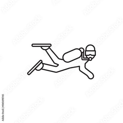 Scuba diving icon Thin line flat illustration