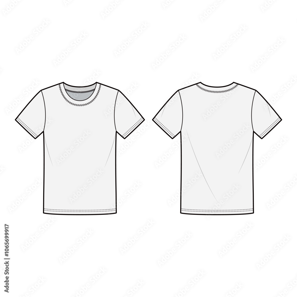 Naklejka premium Basic White T-Shirt Front and Back View Template 