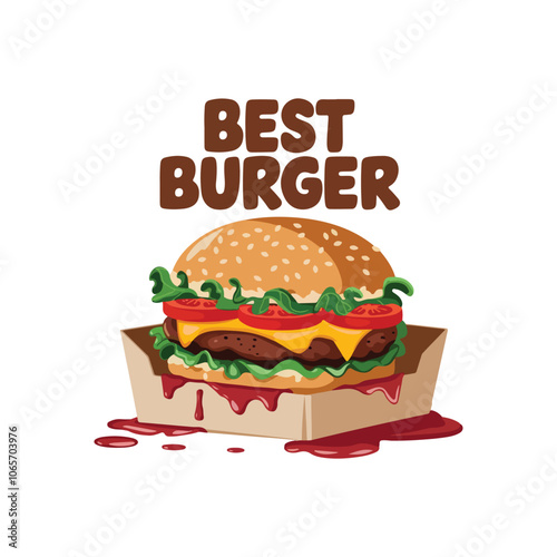 Best burger vector, illustration of burger box vector