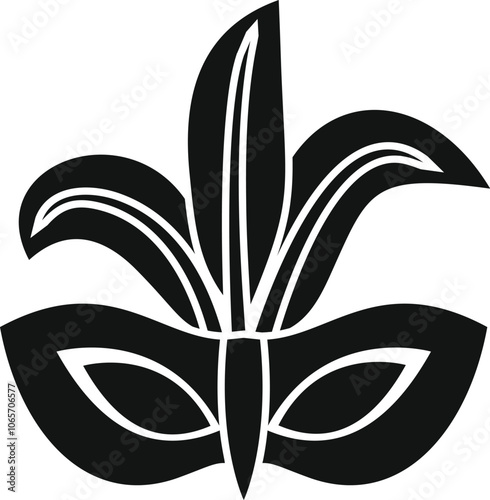Black and white carnival mask with feathers, representing celebration, mystery, and disguise