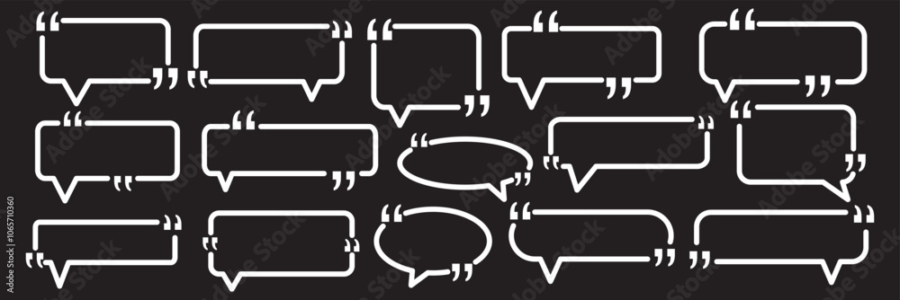 Obraz premium Set quote box frame, texting quote blank template boxes, design boxes quotation bubble blog symbols, bubble blog quotes symbols 