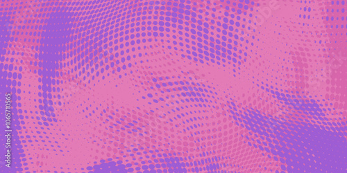 Vibrant Halftone with Fluid Pink and Purple Waves with Twisted Effect. Futuristic playful and dynamic texture perfect for bold, modern designs.