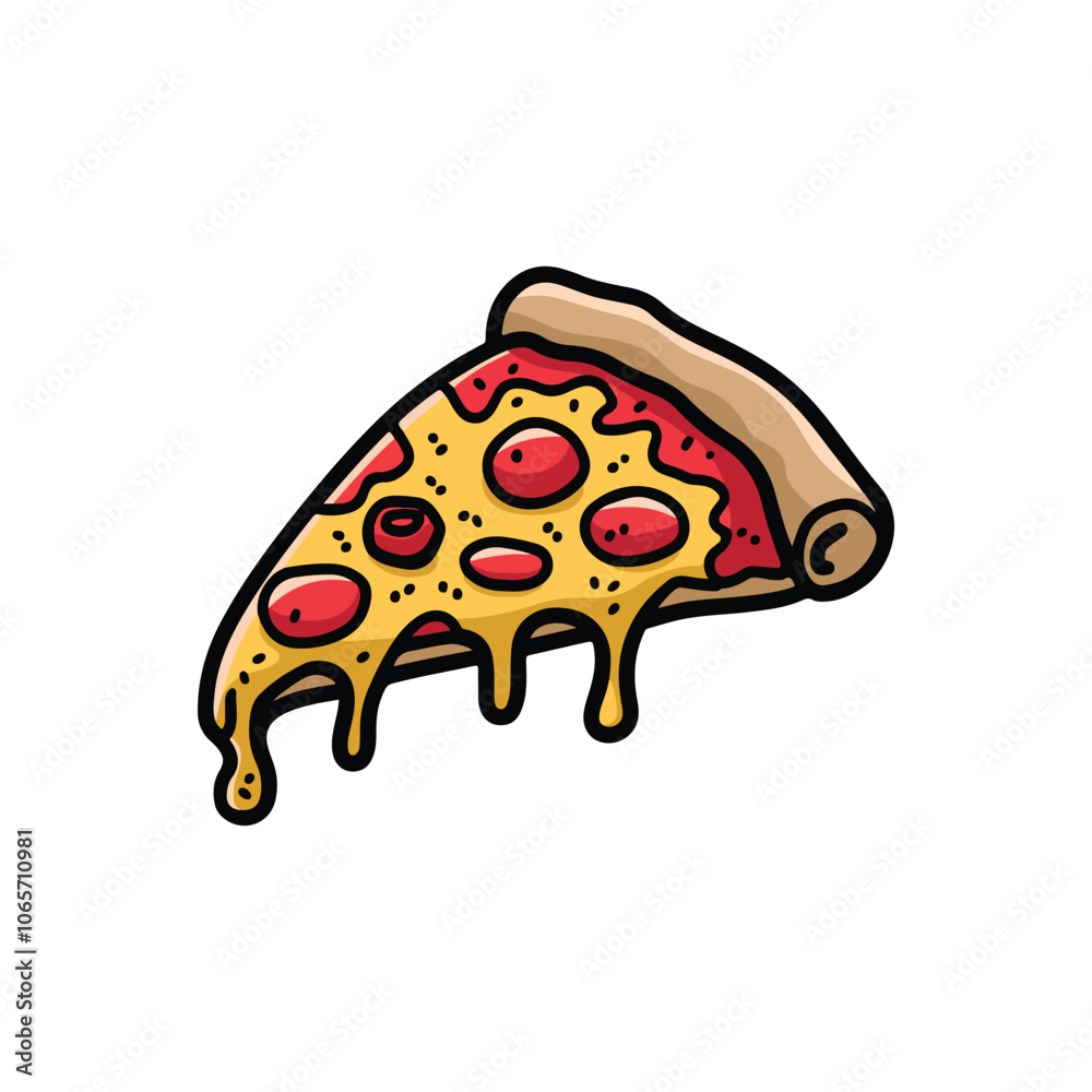 Hand draw Pizza slice dripping cheese vector art, pizza logo design icon