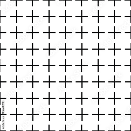 Abstract seamless pattern with minimalist plus shapes on white background