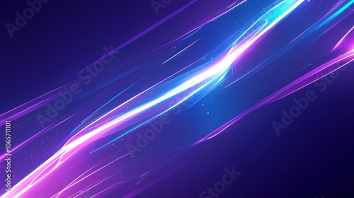 Abstract light trails in vibrant purple and blue hues create a dynamic, modern visual effect.
