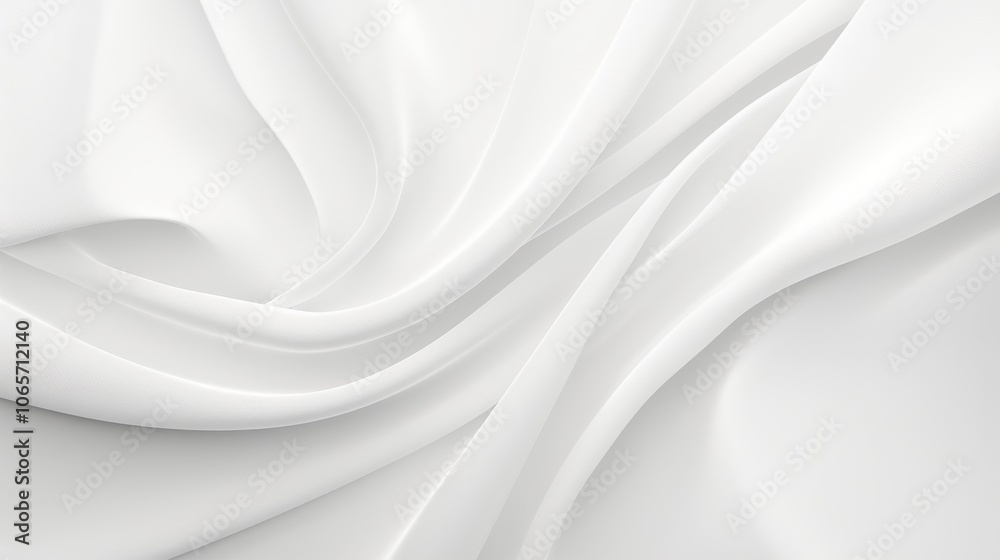 Obraz premium Elegant flowing white fabric with soft textures and gentle curves, creating a serene and tranquil atmosphere.
