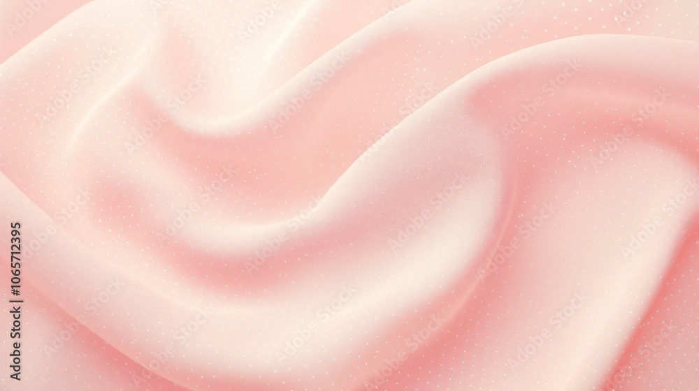 Obraz premium Close-up of soft peach fabric with delicate polka dot pattern, creating an elegant and gentle aesthetic.