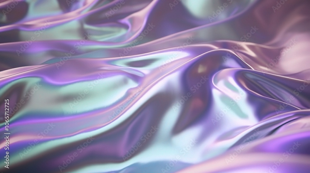 Obraz premium Iridescent Fabric Texture with Flowing Waves