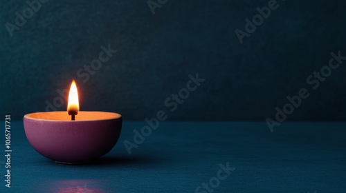 Glowing Diya Candle on Dark Background
