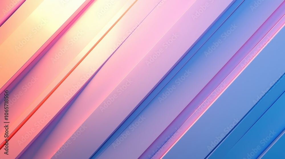 Fototapeta premium Elegant abstract lines in soft pastel hues of pink and blue creating a soothing visual experience.