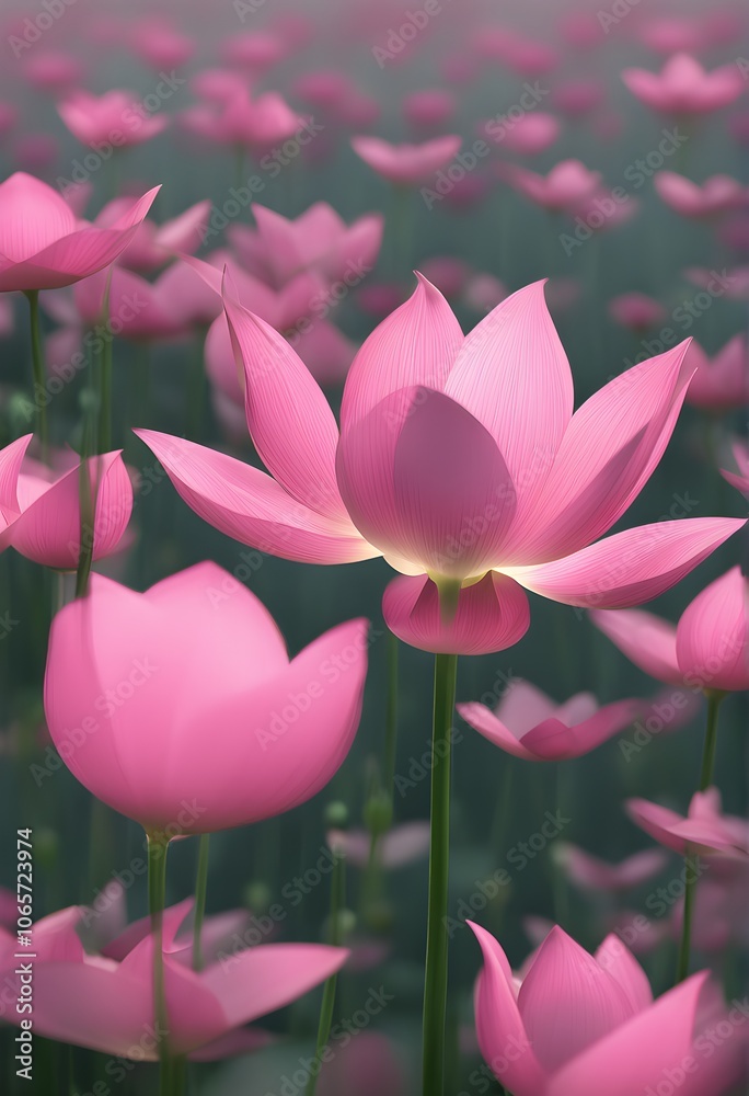 Fototapeta premium falling lotus petals that dissolve as they touch the ground, symbolizing a peaceful release