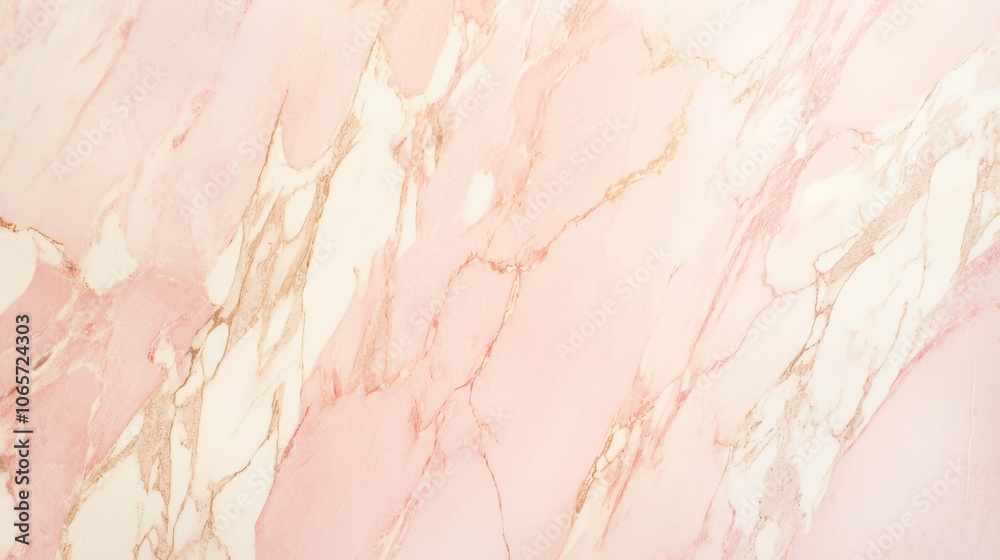 Fototapeta premium Elegant pink marble texture with subtle white and gold veining, perfect for luxurious backgrounds or design elements.