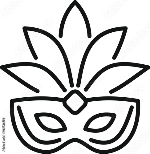 Festive carnival mask with feathers, symbolizing celebration, mystery, and vibrant cultural traditions