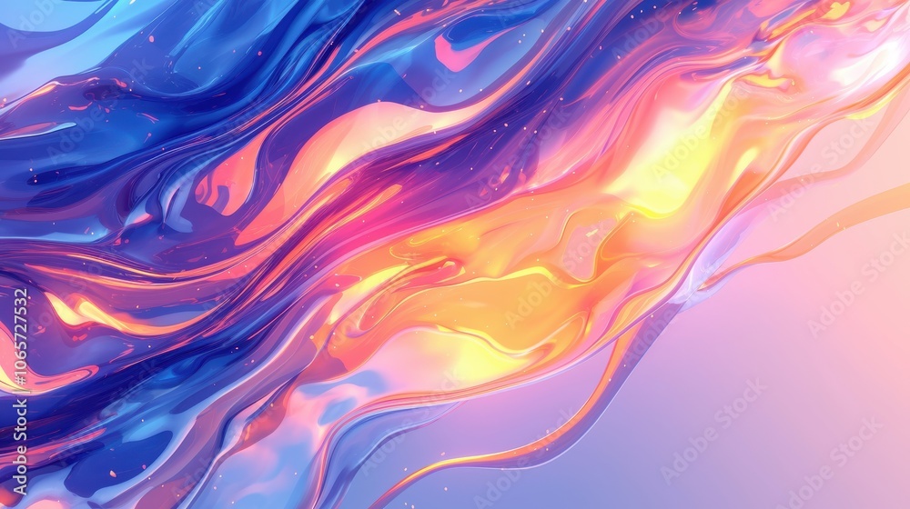 Obraz premium A flowing abstract design with vibrant colors merging in a smooth wave pattern, creating a sense of motion and energy.