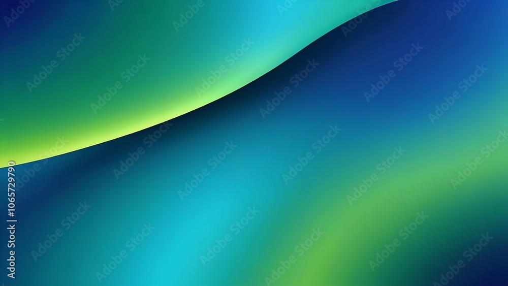 Obraz premium Abstract blue and green gradient background with a smooth curve.
