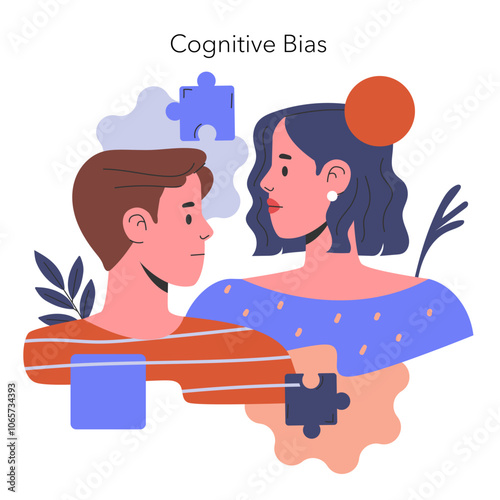 Cognitive Bias. Flat Vector Illustration