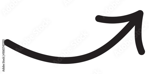 Long curved arrow icon vector. Black long arrow vector. flat style Arrow symbol. Black silhouette of long arrow isolated on white background. vector illustration. EPS 10